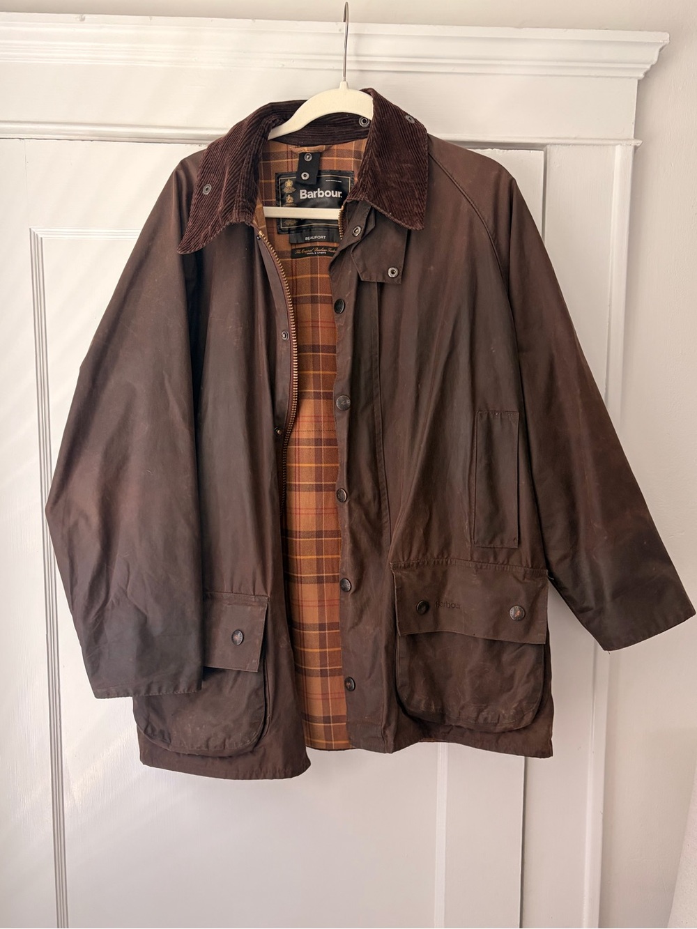 Barbour Rustic Waxed Cotton Field Jacket with Corduroy Collar